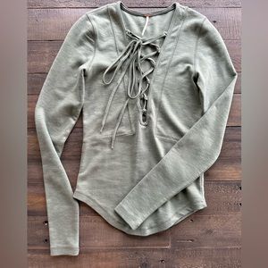 Lace up Free People top NWOT